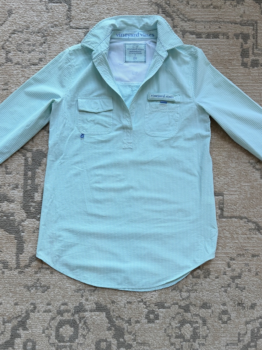 Vineyard Vines Women’s Mint/Teal Performance Seasucker Tunic Cover Up